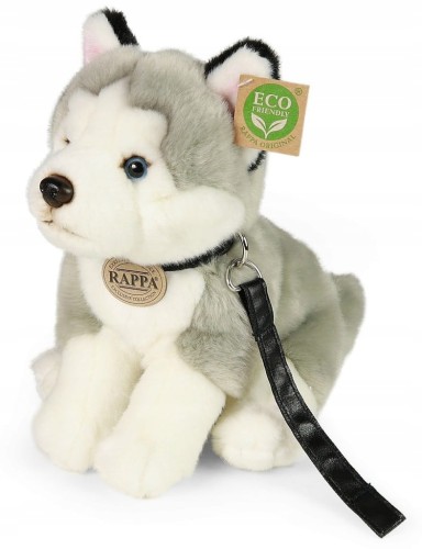 alt="Maskotka Husky Rappa 28 cm – ekologiczny pluszak o szaro-białym futerku"