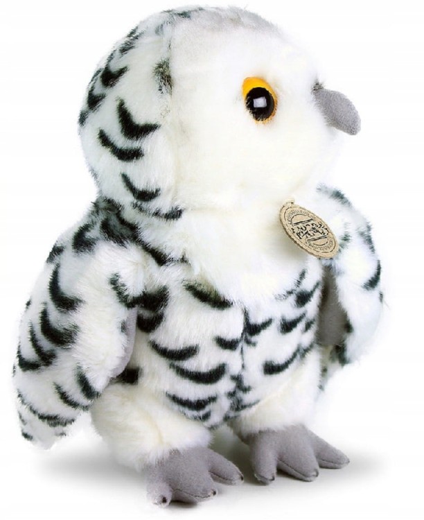 alt="Biała sowa Rappa – ekologiczna maskotka z recyklingu PET"