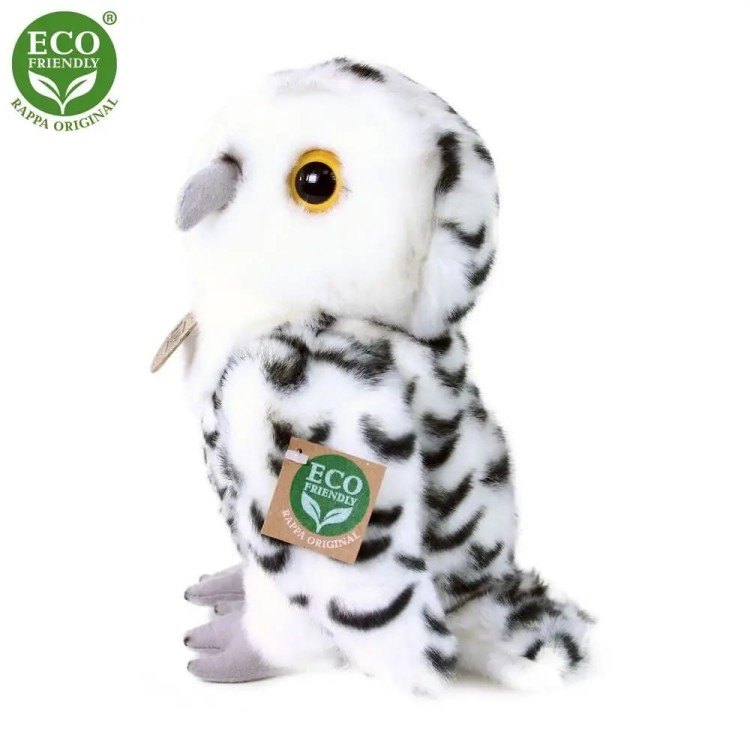 alt="Pluszak sowa biała 25 cm , zdjęcie od boku– hipoalergiczna maskotka dla dzieci"