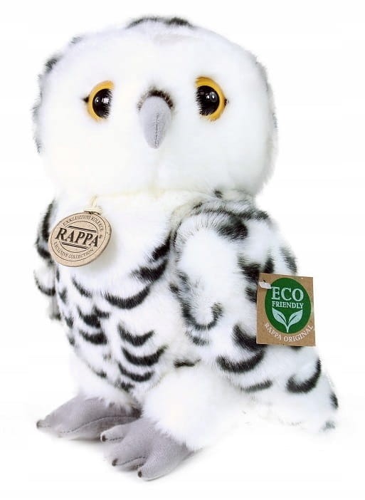alt="Maskotka biała sowa 25 cm, zdjęcie z przodu – ekologiczny pluszak inspirowany naturą"