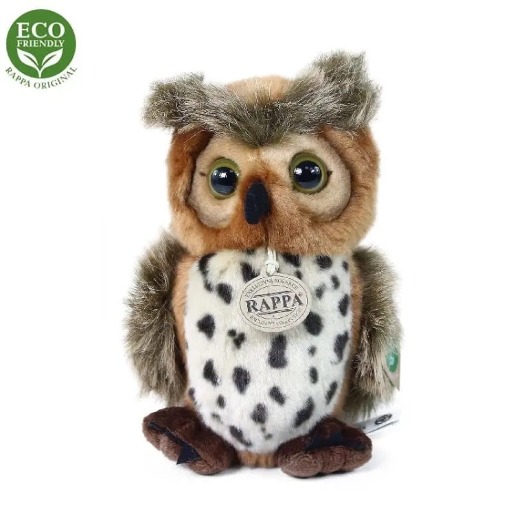 alt="Pluszowa sowa 20 cm – brązowo-kremowa maskotka"