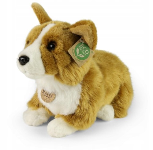 alt="Maskotka Corgi Rappa – ekologiczny pluszak o miękkim, rudym futerku"
