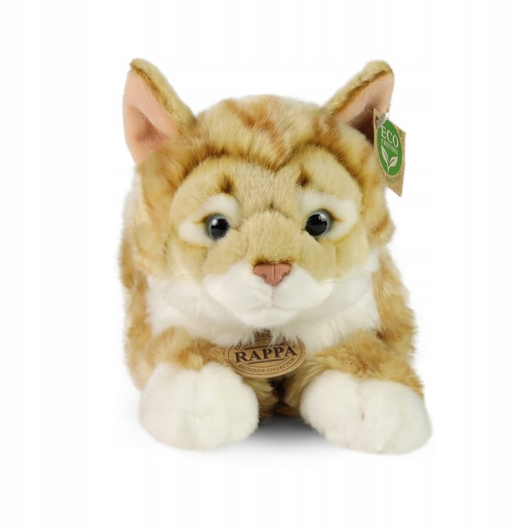 alt="Maskotka kot brązowo-biały ekologiczna 40 cm"