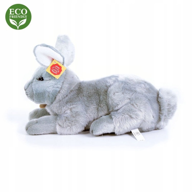 alt="Szary królik olbrzymi pluszak ekologiczny 39 cm"