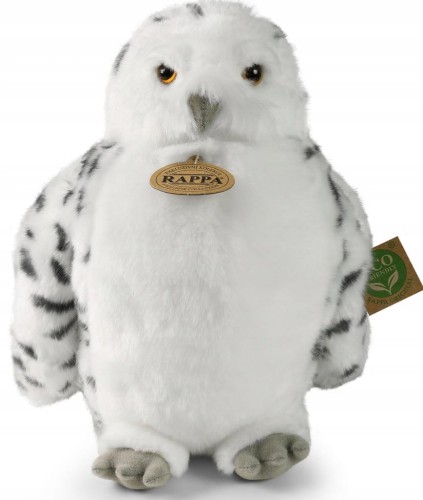 alt="Maskotka puchacz śnieżny 27 cm – ekologiczny pluszak w białym futerku"