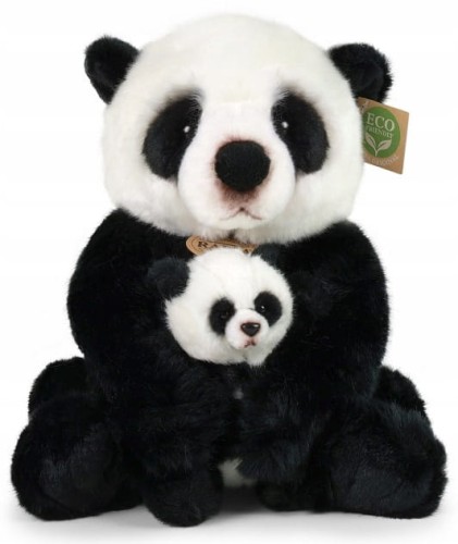 alt="Pluszak panda z maleństwem Eco Friendly Rappa 27 cm – maskotka 2w1"
