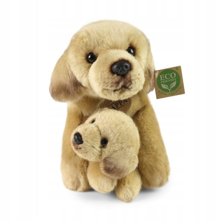 alt="Labrador z młodym Eco Friendly – realistyczny pluszak 27 cm i 15 cm"