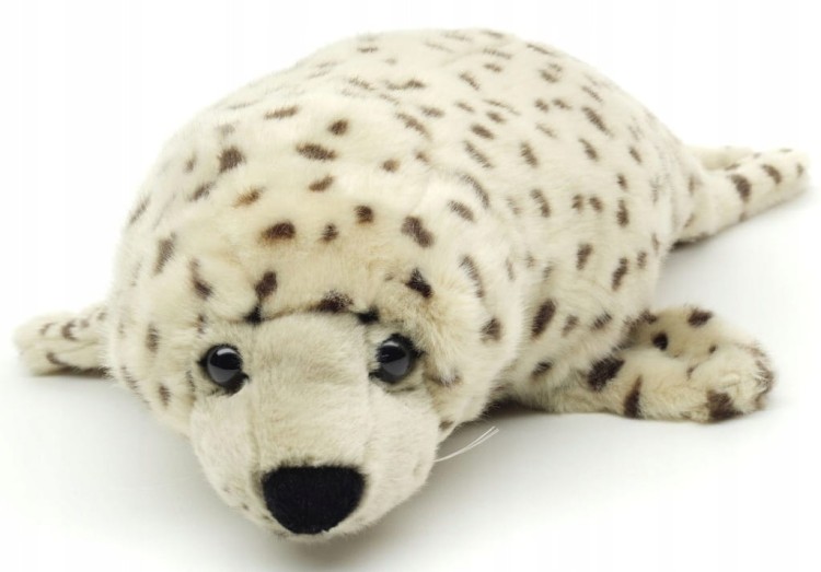 alt="Pluszak foka szaroplamista Uni-Toys 46 cm – realistyczna maskotka"