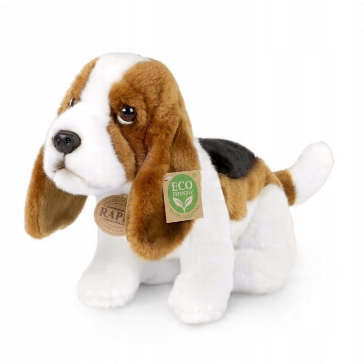 alt="Pluszak pies Basset Eco Friendly Rappa 32 cm – realistyczna maskotka psa"