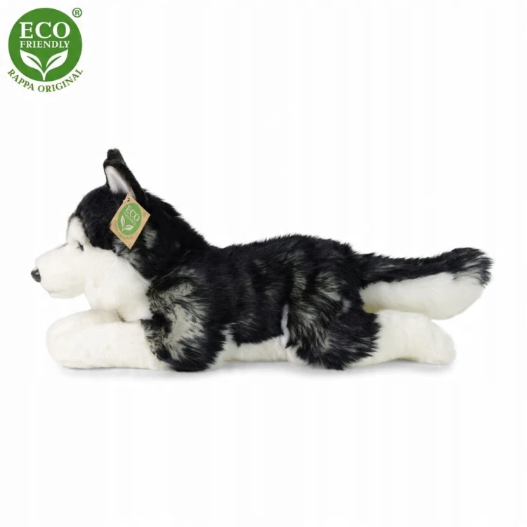 alt="Maskotka Husky Rappa 36 cm – ekologiczny pluszak o szaro-białym futerku"