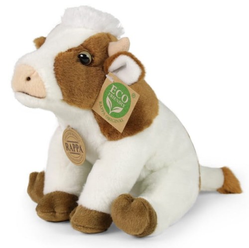 alt="Maskotka krówka Rappa – ekologiczny pluszak z czarnymi łatkami"