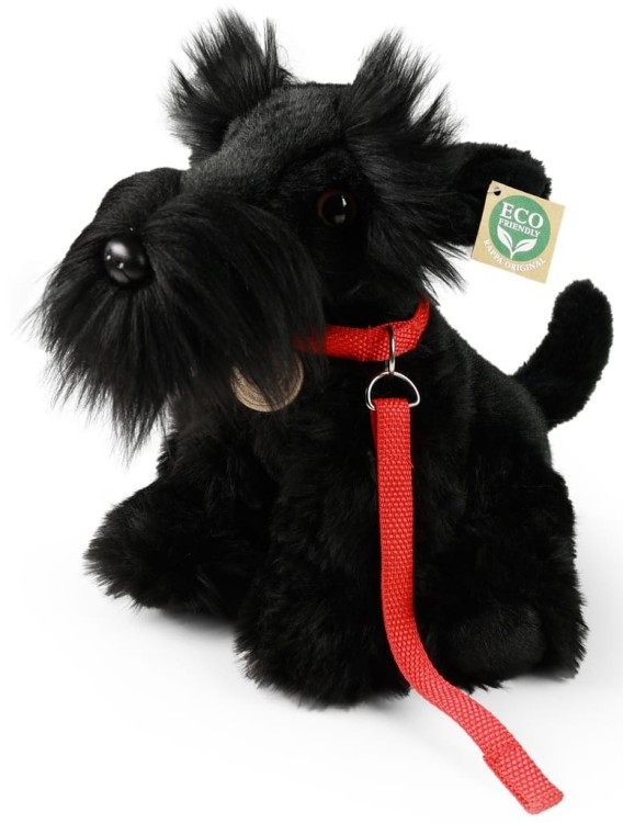 alt="Maskotka piesek sznaucer na smyczy Eco Friendly Rappa 30 cm – realistyczny pluszak psa"