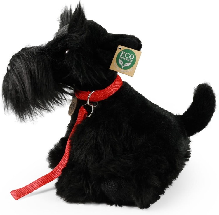 alt="Piesek sznaucer na smyczy Rappa 30 cm – hipoalergiczny pluszak z certyfikatem CE"