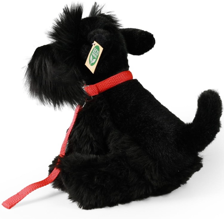 alt="Pluszowy sznaucer Rappa – ekologiczna maskotka z realistycznym wyglądem i smyczą"