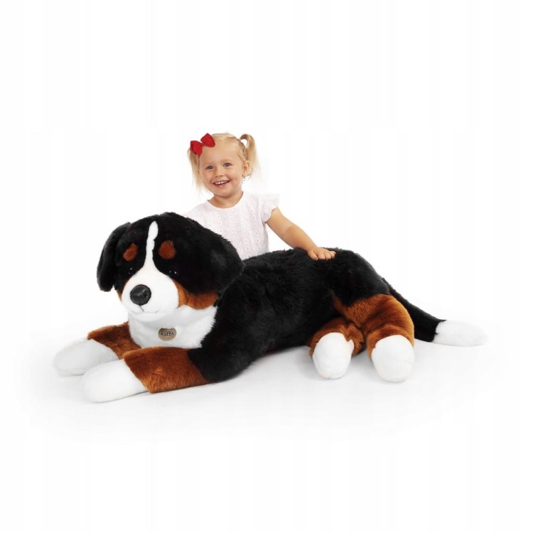 Maskotka berneński pies XXL Rappa – ogromny, ekologiczny pluszak o trójkolorowym futerku