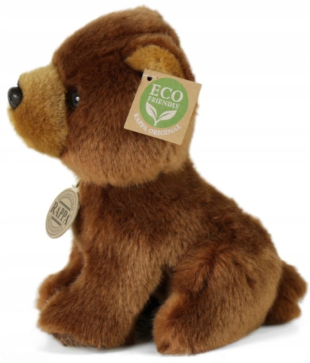 alt="Maskotka miś Rappa Eco Friendly , zdjęcie z boku– ekologiczny niedźwiadek z certyfikatem CE"