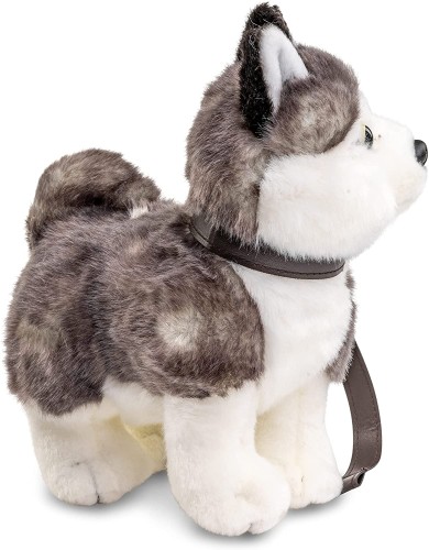 Husky 24 cm stojący – eco friendly pluszak ze smyczą