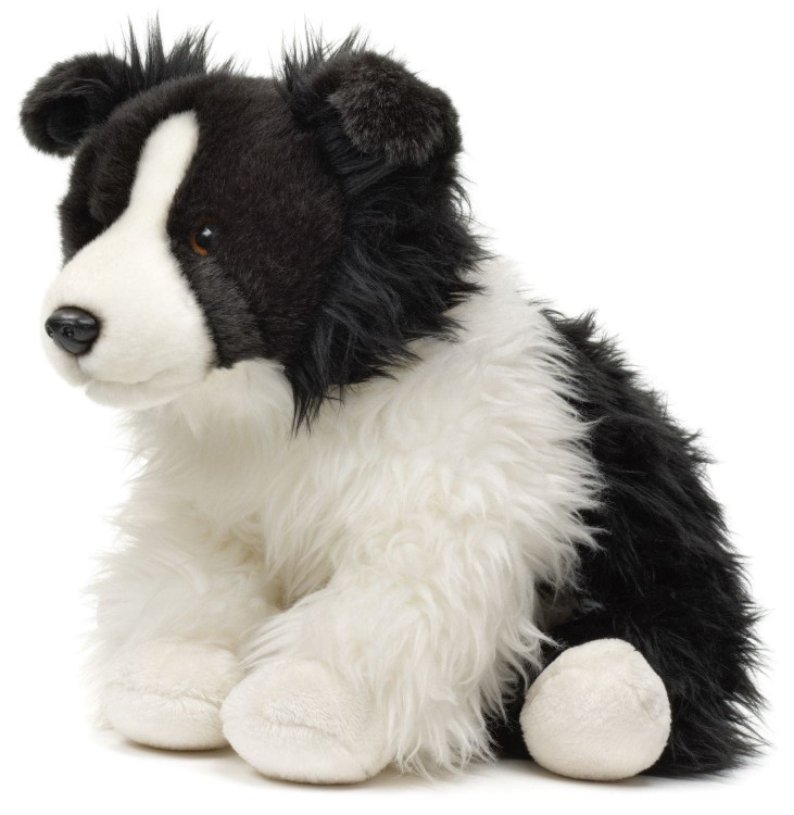 alt="Maskotka pies Border Collie Uni-Toys – ekologiczny pluszak idealny na prezent"