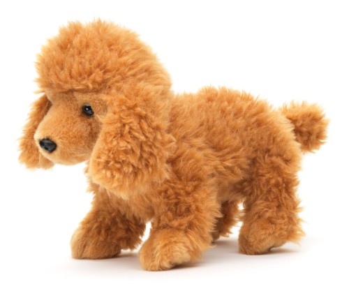 alt="Pluszowy pudel brązowy Uni-Toys 30 cm – elegancka maskotka psa"