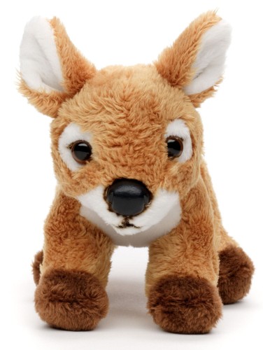 alt="Maskotka jelonek Uni-Toys – ekologiczny pluszak o brązowym futerku i białych plamkach"