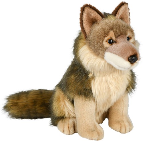 Pluszak wilk siedzący Eco Friendly Uni-Toys 25 cm – realistyczna maskotka leśna
