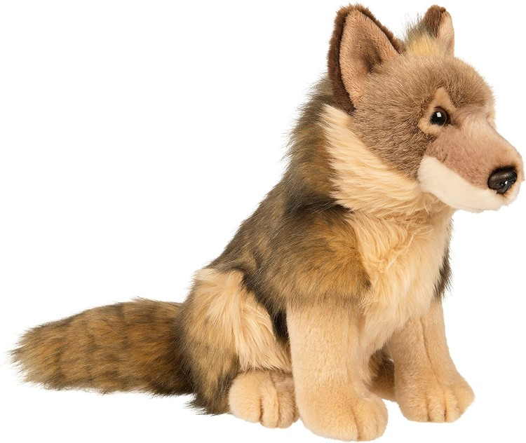 Wilk siedzący Eco Friendly Uni-Toys 25 cm – realistyczny pluszak dla dzieci