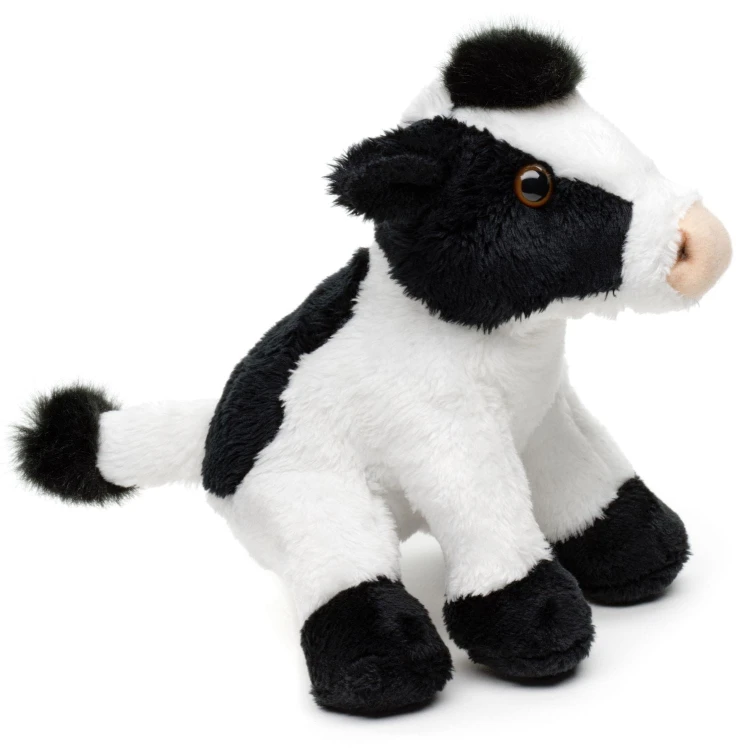 alt="Krowa czarno-biała Eco Friendly Uni-Toys 14 cm – miękka maskotka dla dzieci"