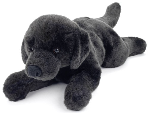 Pluszak labrador czarny leżący Eco Friendly Uni-Toys 40 cm – realistyczna maskotka psa