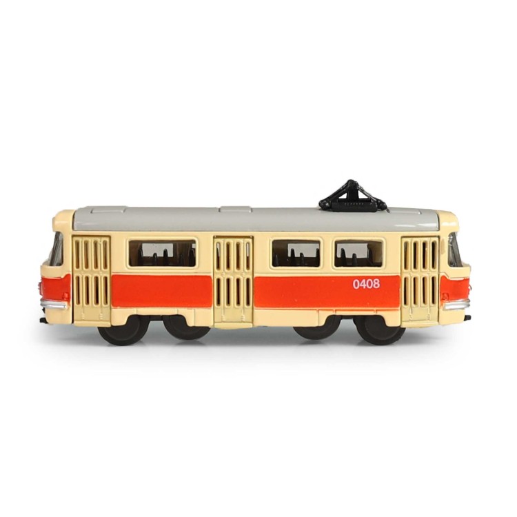alt="mały model tramwaju czeskiego 8,5 cm"