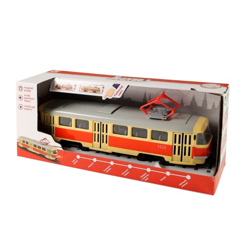 alt="zabawkowy tramwaj z czeskimi komunikatami"