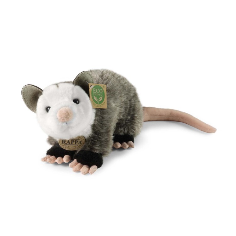 alt="Maskotka opos 27 cm – miękki szaro-biały pluszak"