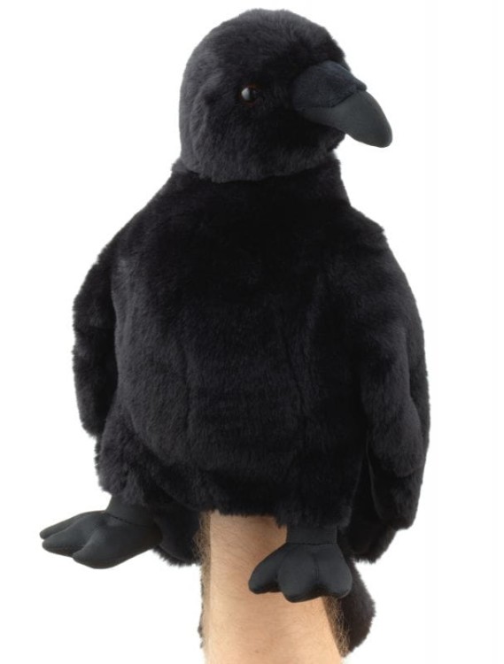 alt="Eco Friendly kruk Uni-Toys – czarna pacynka ptak"