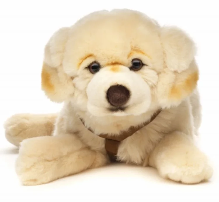 Pluszak golden retriever z szelkami Uni-Toys 60 cm – leżąca maskotka