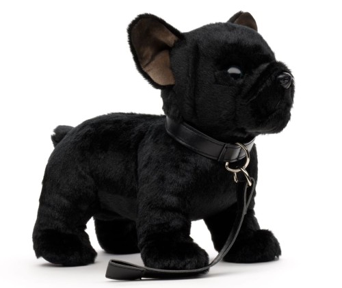 Buldog francuski czarny 26 cm – eco friendly pluszak ze smyczą