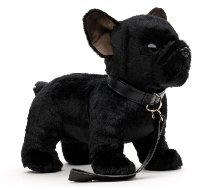 Buldog francuski czarny 26 cm – eco friendly pluszak ze smyczą