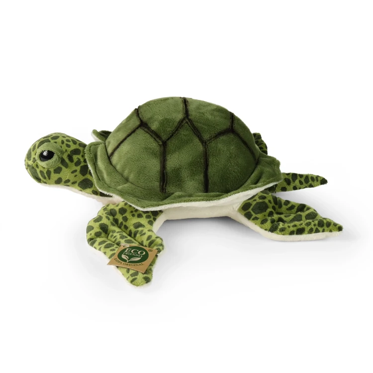 Zielony żółw pluszak – realistyczna maskotka zwierzęca, widok z boku
