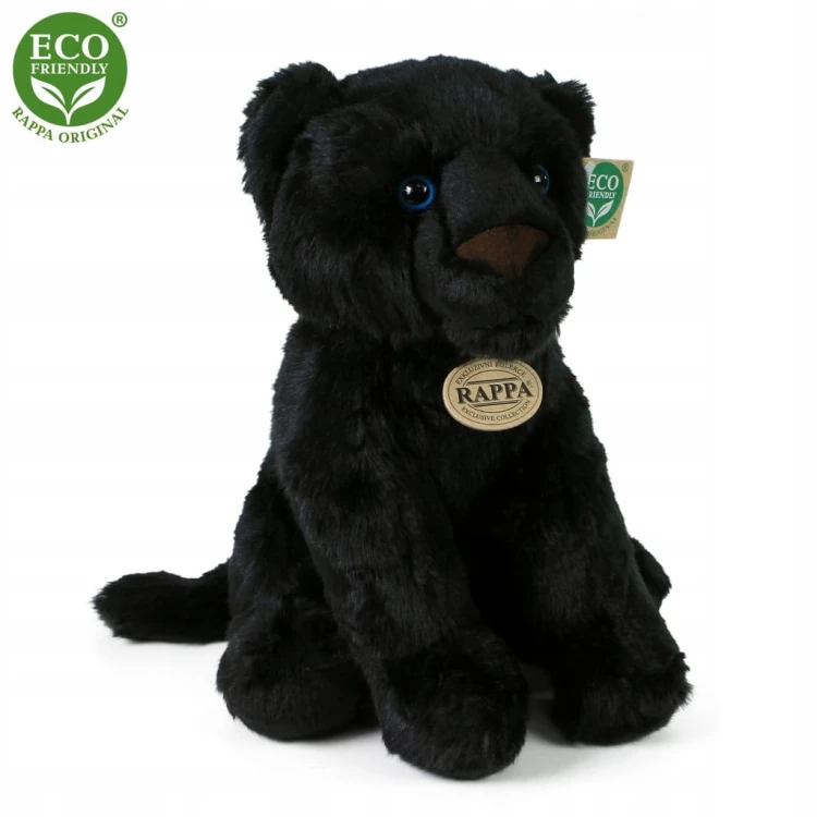 alt="Pluszak pantera Rappa – elegancka, miękka maskotka w czarnym futerku"
