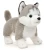 maskotka psa husky stojąca w szaro białym umaszczeniu