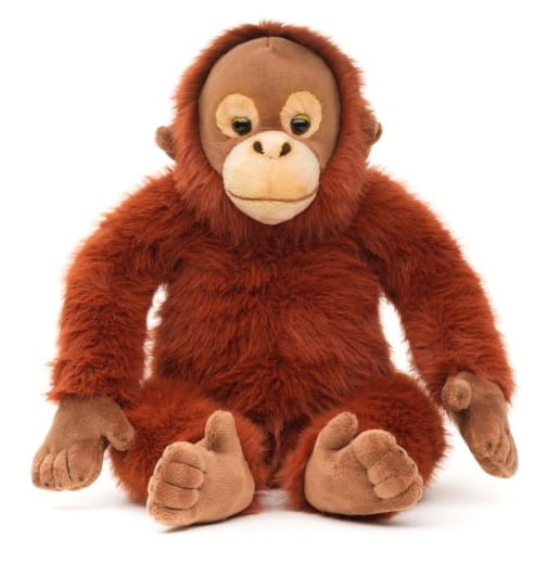 Pluszowy orangutan siedzący z rzepami Uni-Toys 27 cm – realistyczna maskotka eco friendly